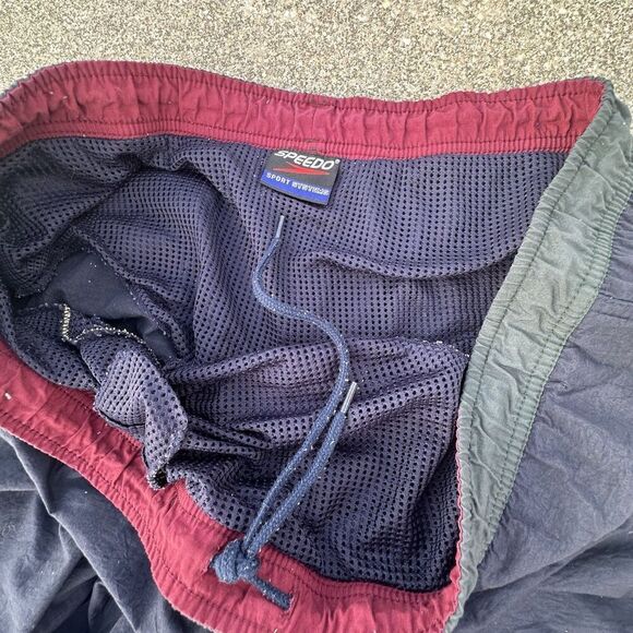 Vintage Speedo Swim Trunks Mens XL Navy Blue Lined Drawstring 90's Shorts - Picture 6 of 9